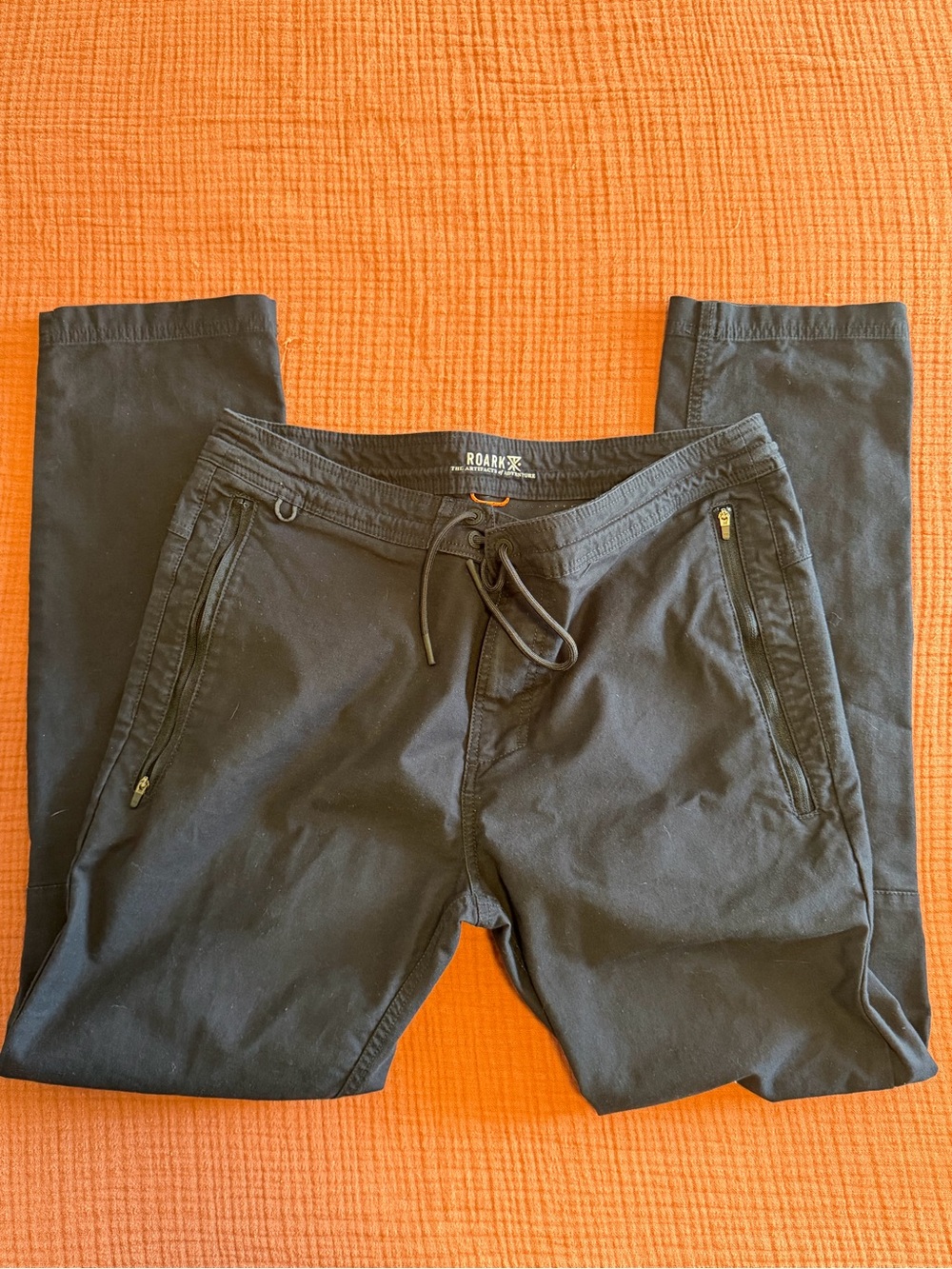 Roark Black Drawstring Jogger Pants with Zipper Pockets